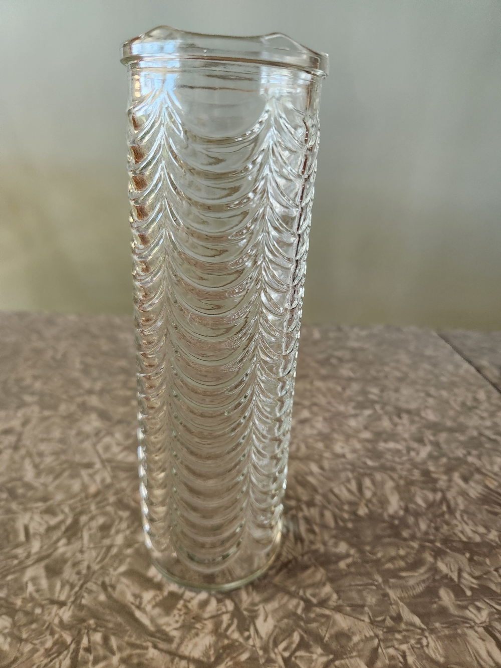Beautiful Wave Clear Glass Vase In Good Used Condition